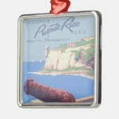 プエルトリコを宣伝するヴィンテージ旅行ポスター メタルオーナメント (左)