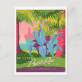 「プエルトリコを発見」ヴィンテージ ポストカード (正面)