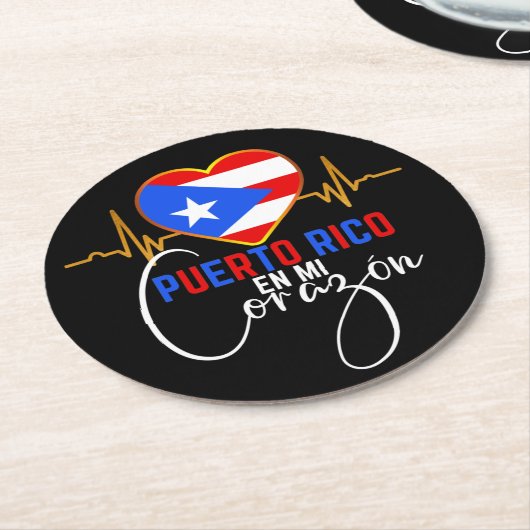プエルトリコエンミコラゾンプエルトリカプライド  ラウンドペーパーコースター (アングル)