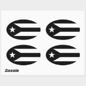 プエルトリコオーバルステッカー黒国旗 楕円形シール (シート)