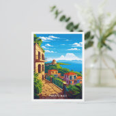 プエルトリコカリブのトラベルヴィンテージイラストレーション ポストカード (スタンド正面)