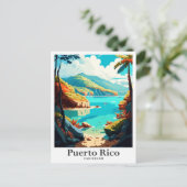 プエルトリコカリブのヴィンテージトラベルイラストレーション ポストカード (スタンド正面)