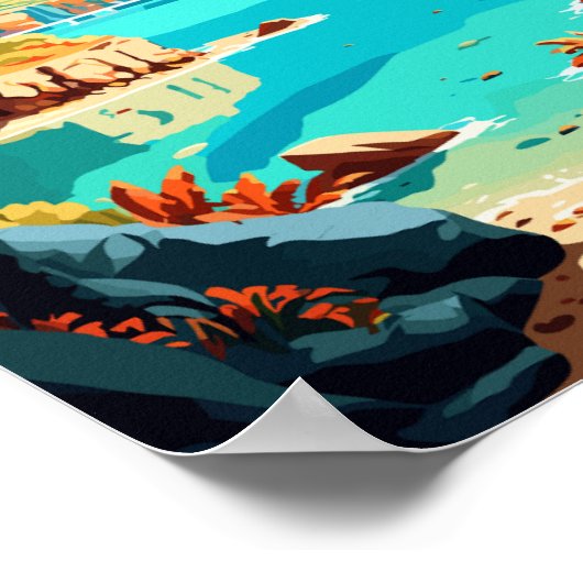 プエルトリコカリブのヴィンテージ旅行イラストレーション ポスター (角)