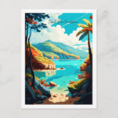 プエルトリコカリブのヴィンテージ旅行イラストレーション ポストカード (正面)