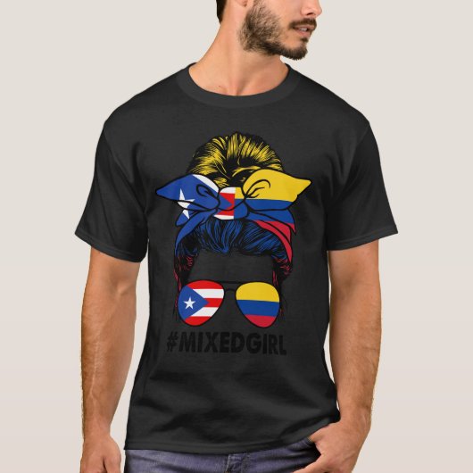 プエルトリココロンビア国旗プエルトリカコロンビアM Tシャツ (正面)