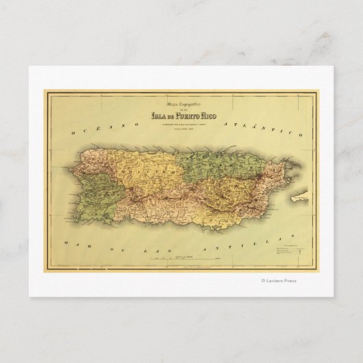 プエルトリコパノラママッププエルトリコ ポストカード (正面)