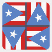 プエルトリコパーティーテーマはっきりした:旗の正方形パターン スクエアシール (正面)