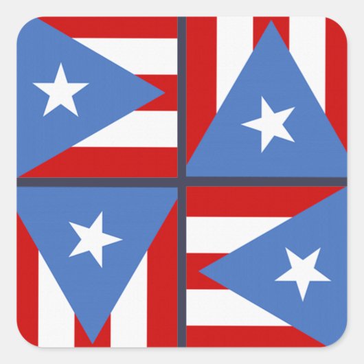 プエルトリコパーティーテーマはっきりした:旗の正方形パターン スクエアシール (正面)