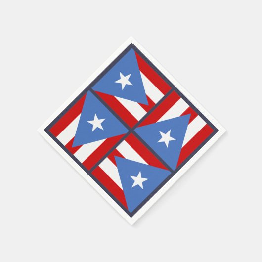 プエルトリコパーティーテーマはっきりした：旗の正方形パターン スタンダードカクテルナプキン (角)