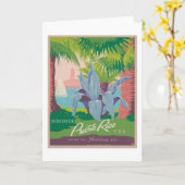 プエルトリコビンテージ旅行ポスター カード (黄色い花)