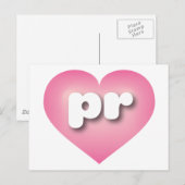 プエルトリコピンクフェードハート – 私はPRが大好き ポストカード (正面/裏面)