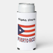 プエルトリコプエルトリカパーソナライズされた国旗 スリム缶クーラー (Seltzer正面)