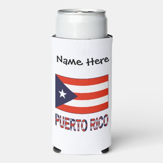 プエルトリコプエルトリカパーソナライズされた国旗 スリム缶クーラー (Seltzer正面)