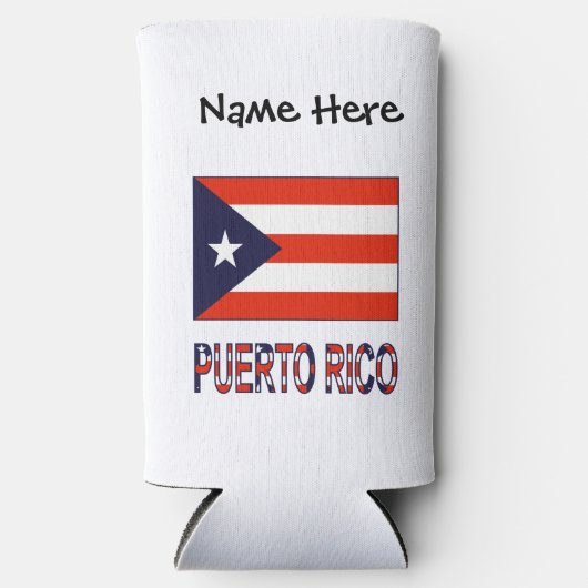 プエルトリコプエルトリカパーソナライズされた国旗 スリム缶クーラー (正面)