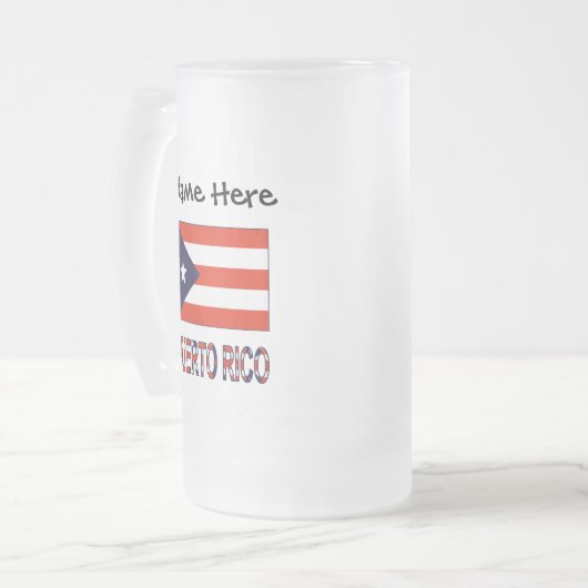 プエルトリコプエルト州旗パーソナライズされた フロストグラスビールジョッキ (正面左)
