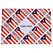 プエルトリコプエルト県国旗のタイルパーソナライズされた張り ラージペーパーバッグ (正面)