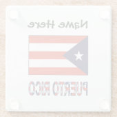 プエルトリコプエルト県旗ブルーパーソナライゼーション ガラスコースター (裏面)