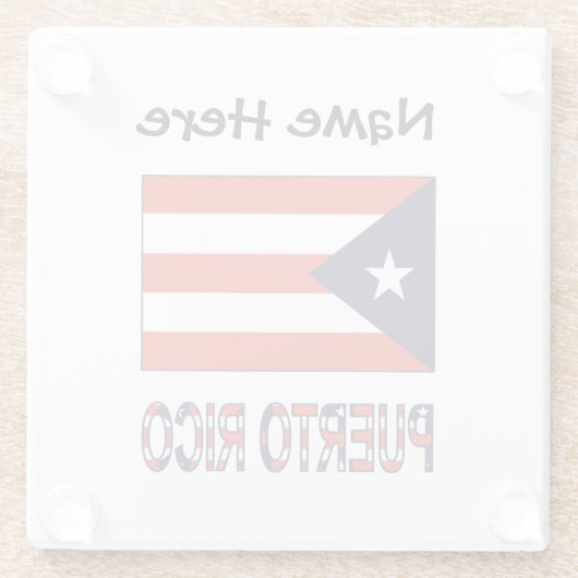 プエルトリコプエルト県旗ブルーパーソナライゼーション ガラスコースター (裏面)