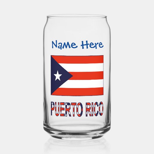プエルトリコプエルト県旗ブルーパーソナライゼーション ガラス缶 (正面)