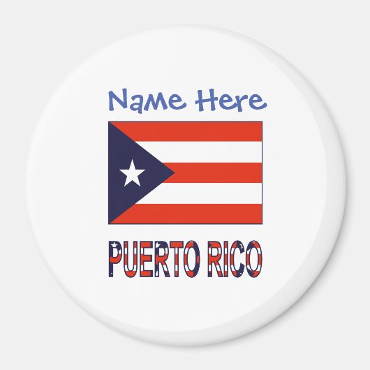 プエルトリコプエルト県旗ブルーパーソナライゼーション マグネット (正面)