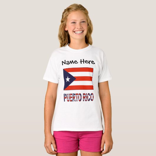 プエルトリコプエルト県旗ブルーパーソナライゼーション Tシャツ (正面フル)