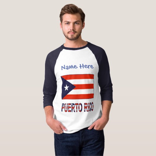 プエルトリコプエルト県旗ブルーパーソナライゼーション Tシャツ (正面フル)