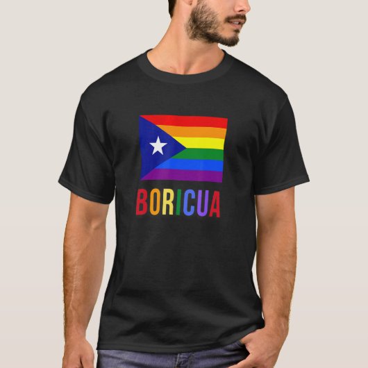 プエルトリコボリグアゲイプライドLGBTレインボーウェパ Tシャツ (正面)