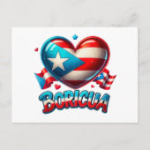 プエルトリコボリチャラブハート国旗 ポストカード (正面)