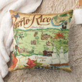 プエルトリコヴィンテージの地図 クッション (ブランケット)