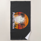 プエルトリコヴィンテージパームツリーズサマービーチ ビーチタオル (正面)