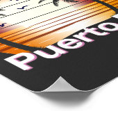 プエルトリコヴィンテージパームツリーズサマービーチ ポスター (角)