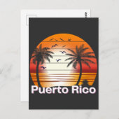 プエルトリコヴィンテージパームツリーズサマービーチ ポストカード (正面/裏面)