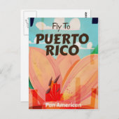 プエルトリコヴィンテージフラワートラベルポスター ポストカード (正面/裏面)
