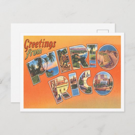 プエルトリコヴィンテージ旅行からの挨拶 ポストカード (正面/裏面)