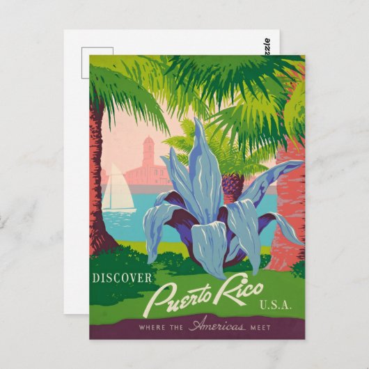 プエルトリコヴィンテージ旅行アートを発見 ポストカード (正面/裏面)
