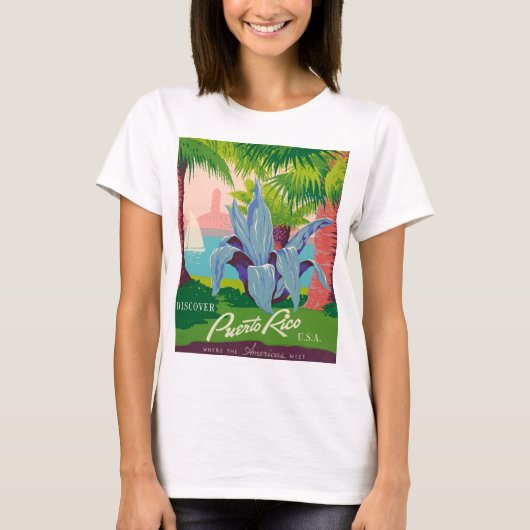 プエルトリコヴィンテージ旅行アートを発見 Tシャツ (正面)