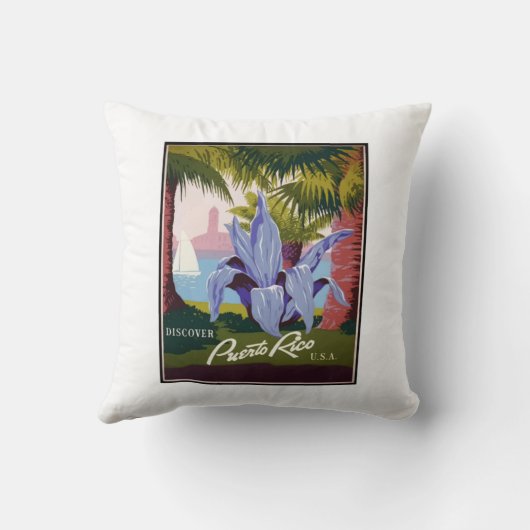 プエルトリコヴィンテージ旅行ポスター クッション (裏面)