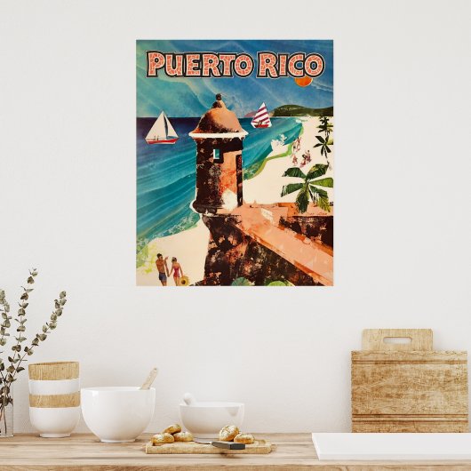 プエルトリコヴィンテージ旅行ポスター ポスター (キッチン)