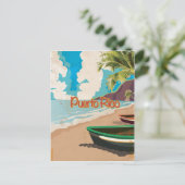 プエルトリコヴィンテージ旅行ポスター ポストカード (スタンド正面)