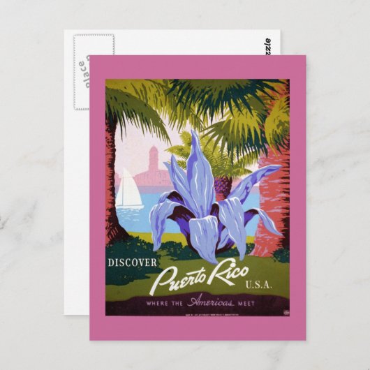 プエルトリコヴィンテージ旅行ポスター ポストカード (正面/裏面)