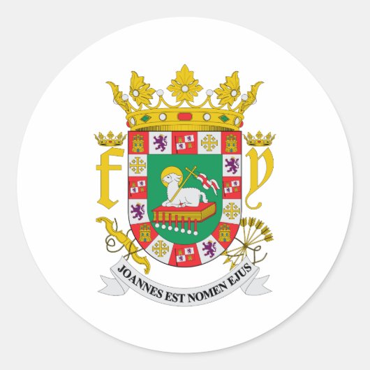 プエルトリコ公式コートオブアームズ紋章 ラウンドシール (正面)