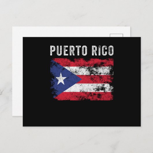プエルトリコ動揺して国旗 ポストカード (正面/裏面)