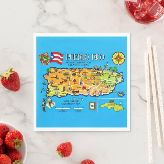 プエルトリコ国地図 スタンダードランチョンナプキン (インサイチュ)