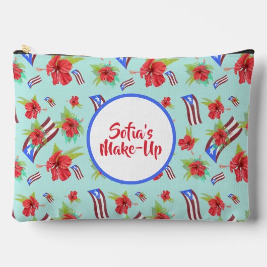 プエルトリコ国旗とフロールデマガboricua アクセサリーポーチ (正面)