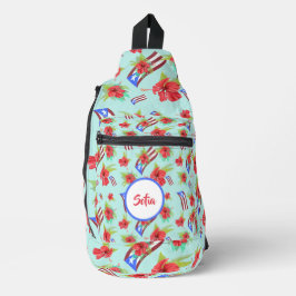 プエルトリコ国旗とフロールデマガboricua スリングバッグ