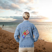 プエルトリコ国旗とフロールデマガboricua デニムジャケット