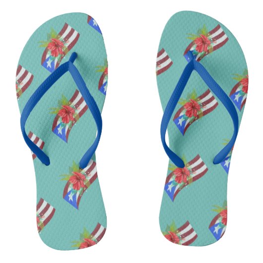 プエルトリコ国旗とフロールデマガboricua ビーチサンダル (ソール)
