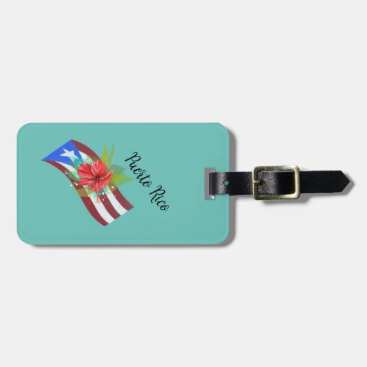 プエルトリコ国旗とフロールデマガboricua ラゲッジタグ (正面横)