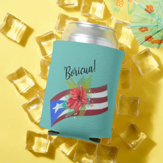 プエルトリコ国旗とフロールデマガboricua 缶クーラー (インサイチュ 夏)