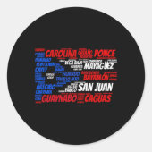 プエルトリコ国旗と市名サンファンワード ラウンドシール (正面)